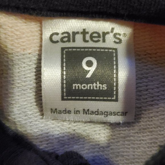 Carter's Striped Football Zip-up 9 Months - Picture 3 of 4